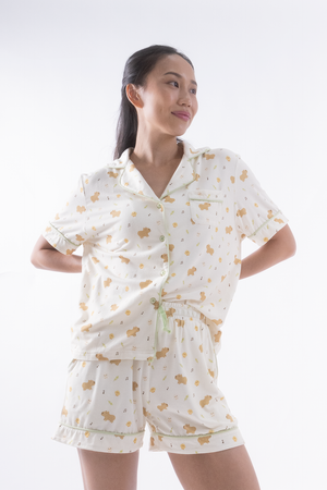 Capybara Chill Cloud PJ Set – Short Sleeve Top + Shorts