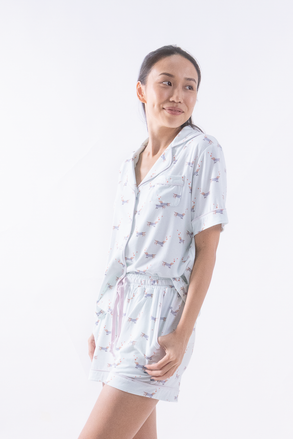 Dashing Dachshunds Cloud PJ Set – Short Sleeve Top + Shorts