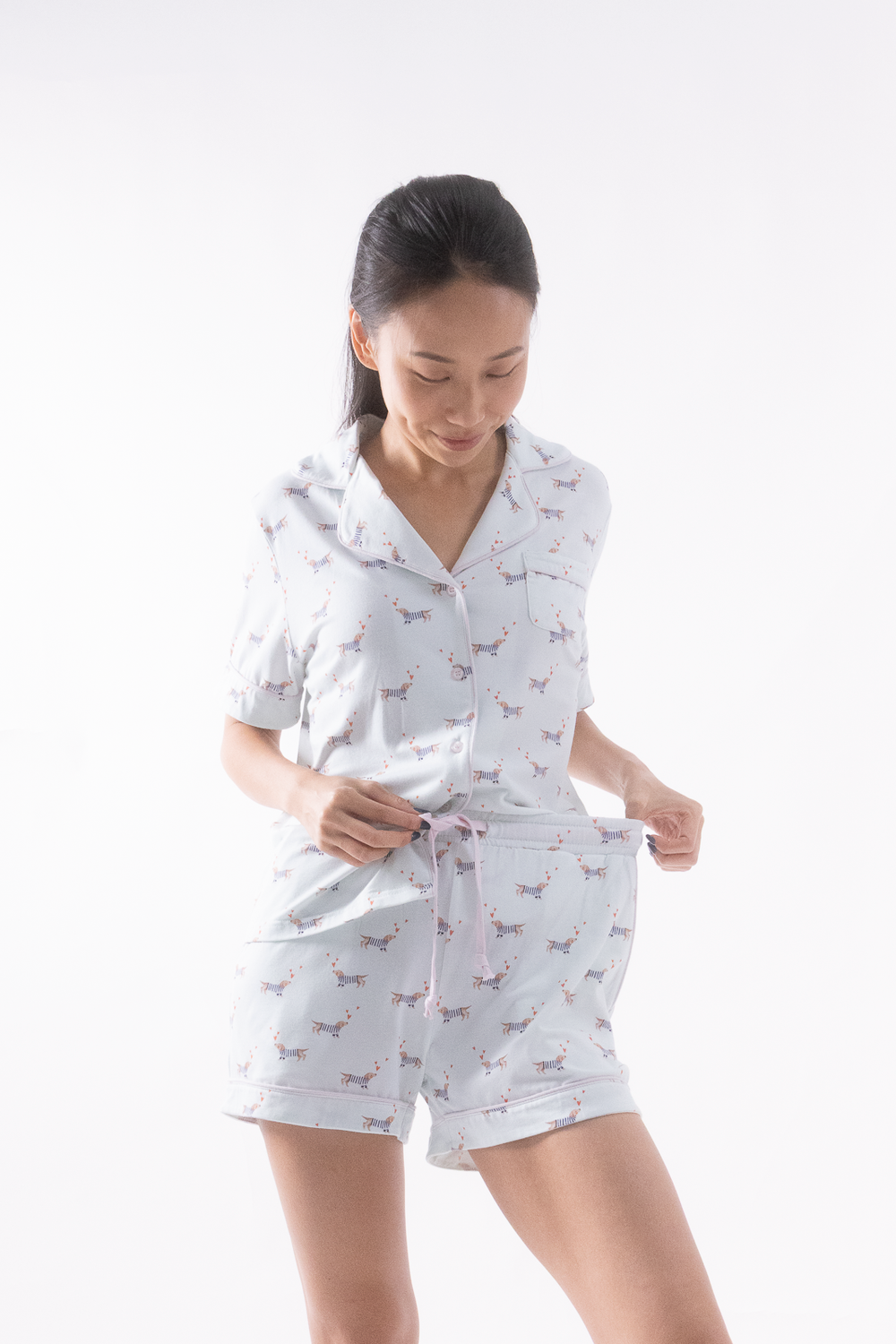 Dashing Dachshunds Cloud PJ Set – Short Sleeve Top + Shorts