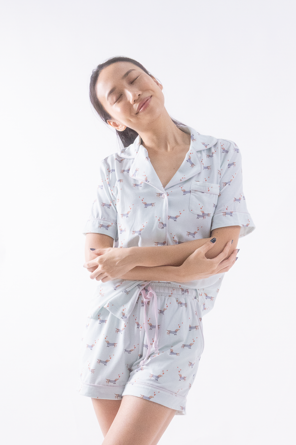 Dashing Dachshunds Cloud PJ Set – Short Sleeve Top + Shorts