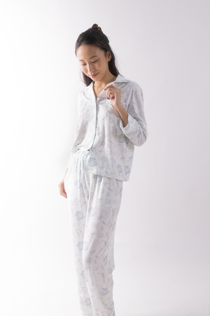 Sky Blue Toile Adult Cloud PJ Long Sleeve Set