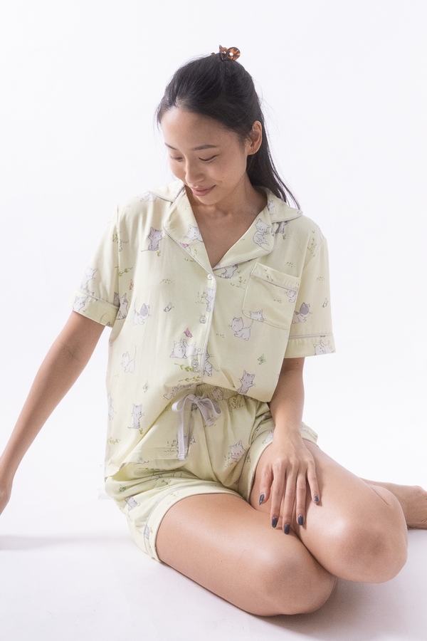 Kitten Meadow Adult Cloud PJ Short Sleeve Set