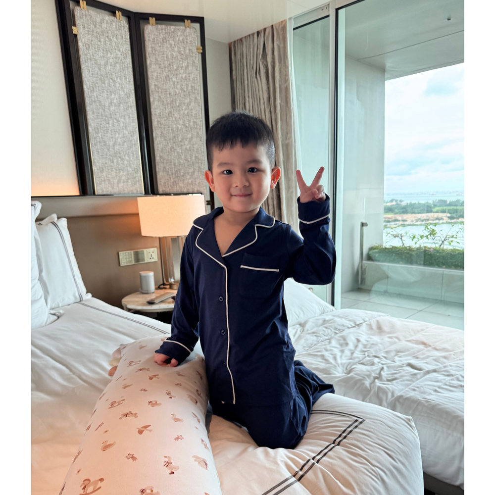 Navy Kids PJ Set (Short & Long Sleeve)