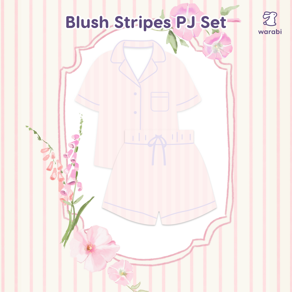 Blush Stripe Cloud PJ Set – Short Sleeve Top + Shorts