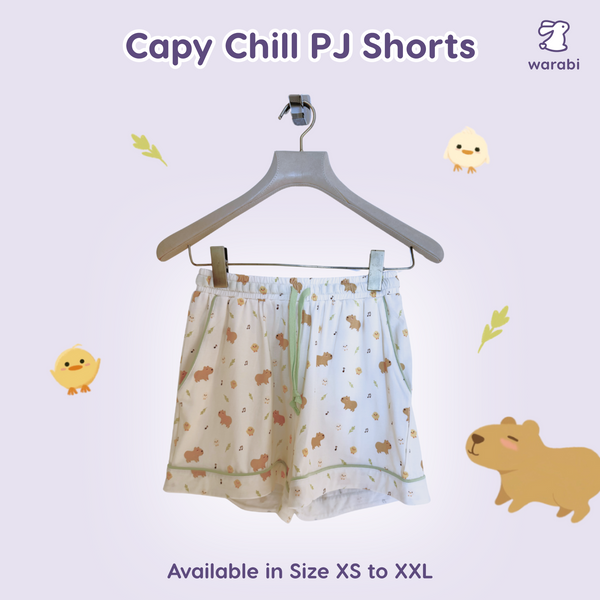 Capybara Chill Cloud PJ Set – Short Sleeve Top + Shorts