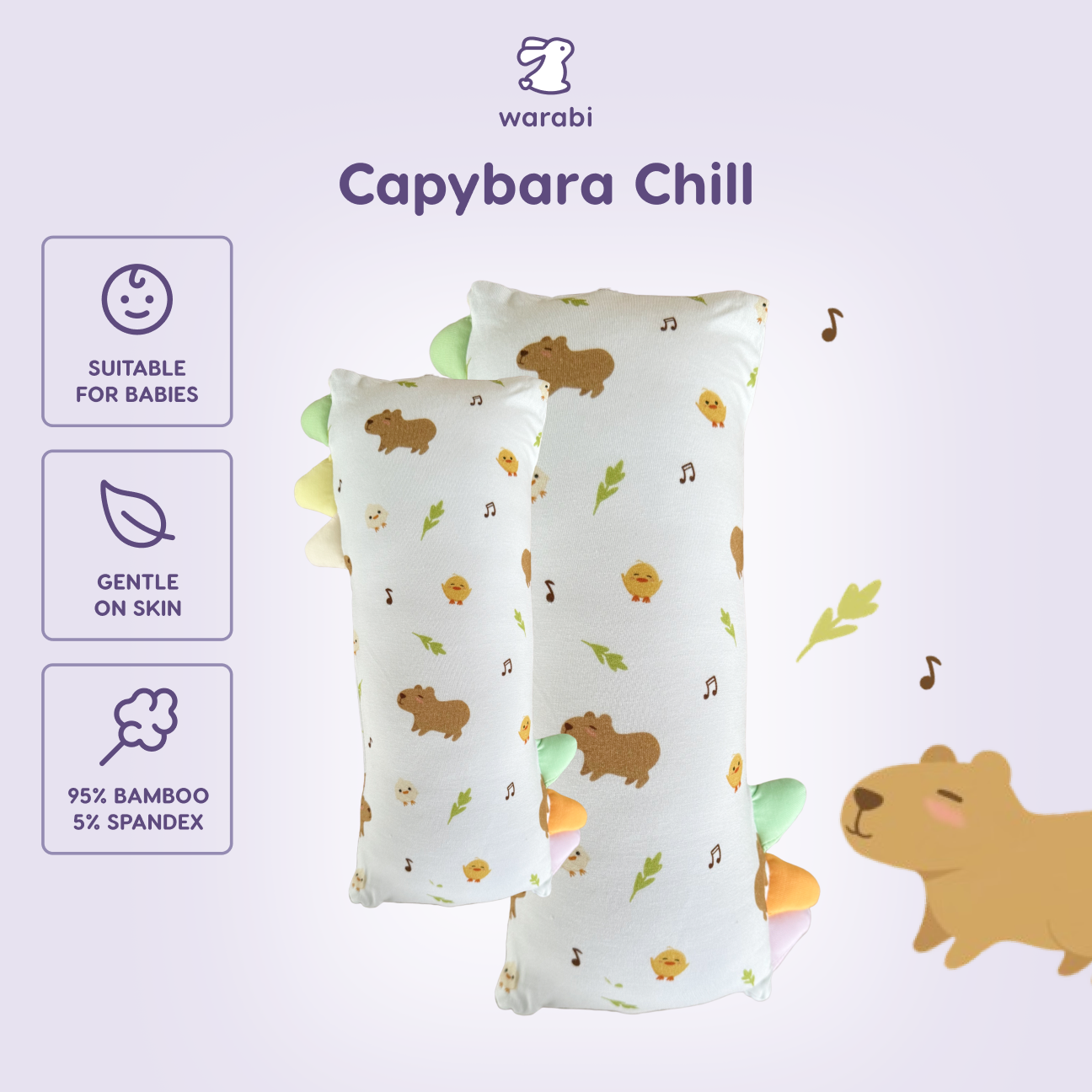 Capybara Chill Snuggle Buddy Organic Bamboo Hypoallergenic Baby Sleep Pillow