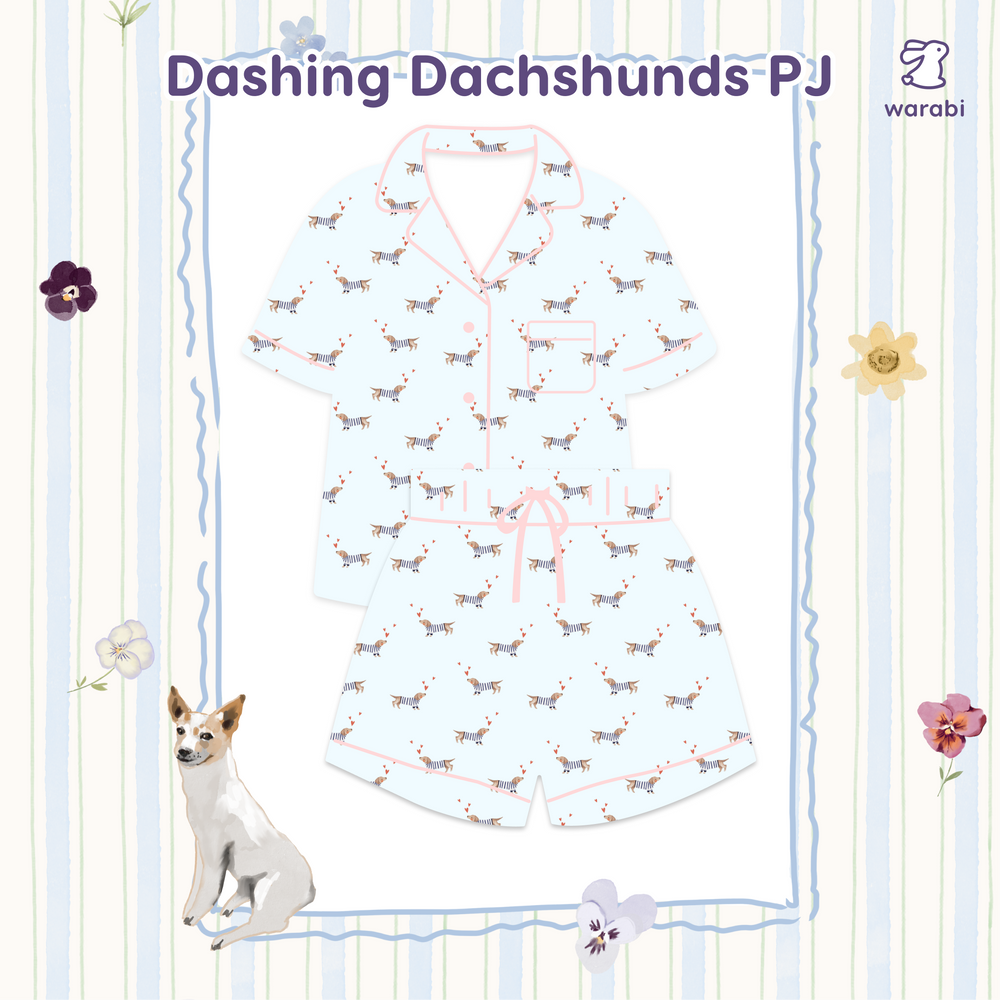 Dashing Dachshunds Cloud PJ Set – Short Sleeve Top + Shorts