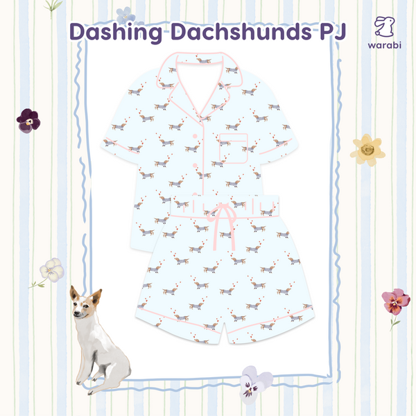 Dashing Dachshunds Cloud PJ Set – Short Sleeve Top + Shorts