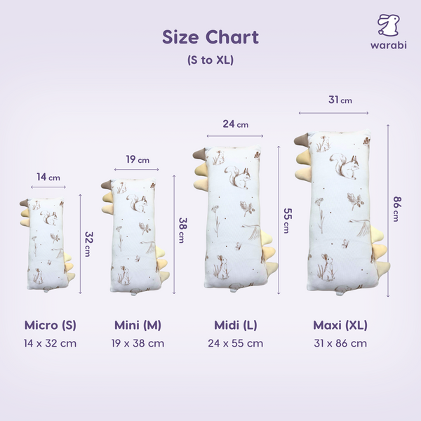 Forest Friends Snuggle Bamboo Pillow - Size S to XXL, Head Pillow Hypoallergenic, Baby-safe