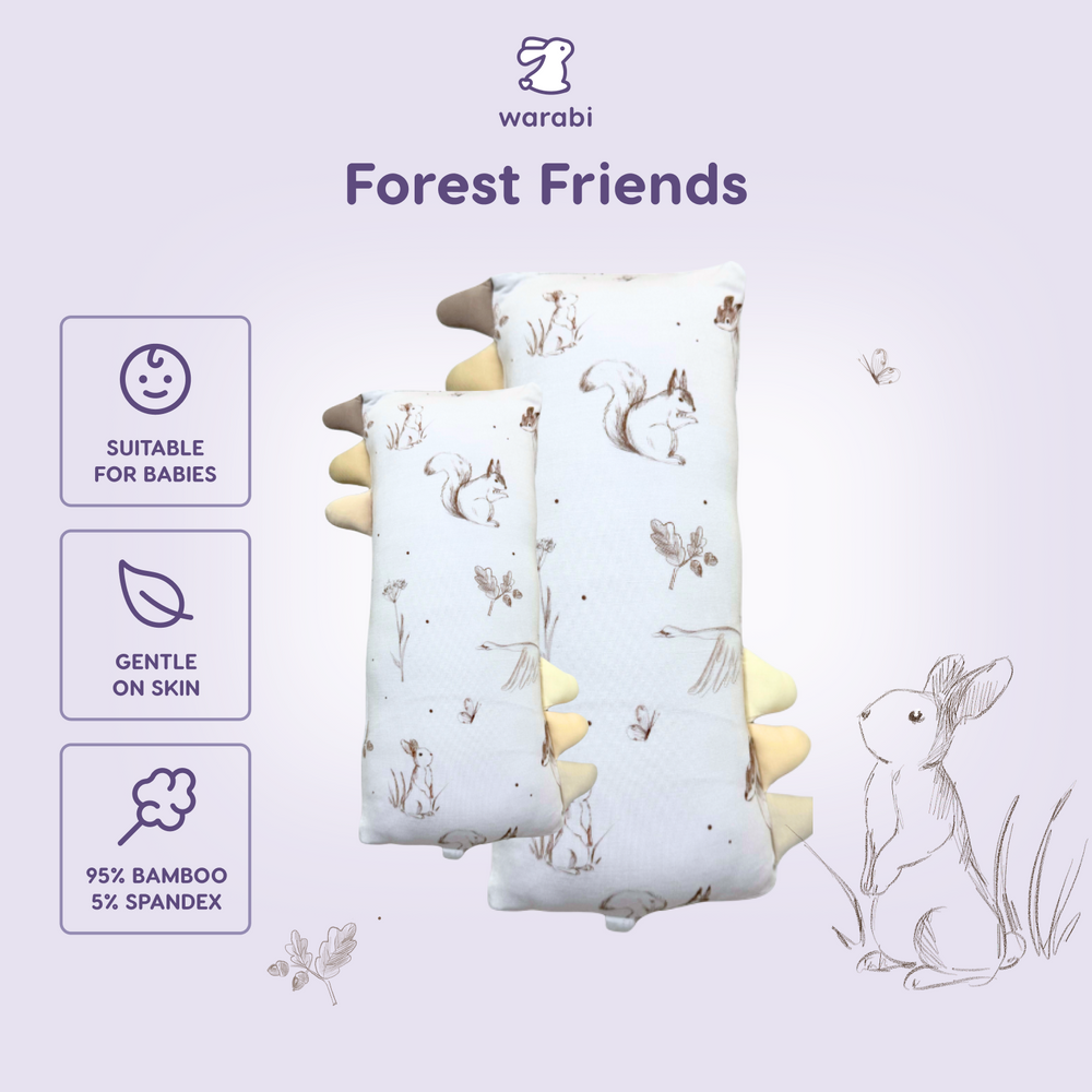 Forest Friends Snuggle Bamboo Pillow - Size S to XXL, Head Pillow Hypoallergenic, Baby-safe