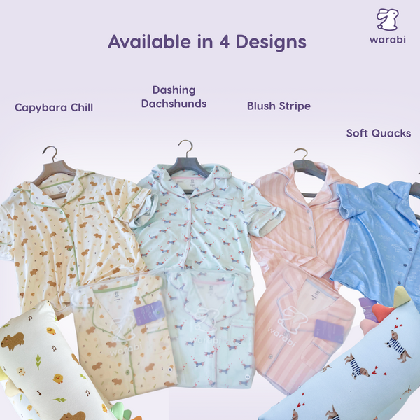 Capybara Chill Cloud PJ Set – Short Sleeve Top + Shorts