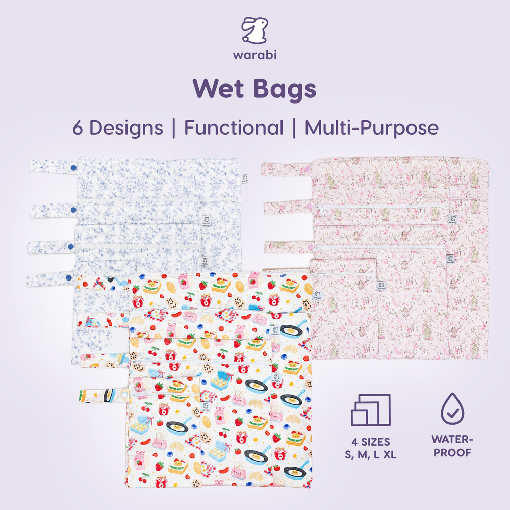 Wet Bags – Waterproof Reusable Diaper Bag | Baby Nappy, Swim & Laundry Pouch (4 Sizes)
