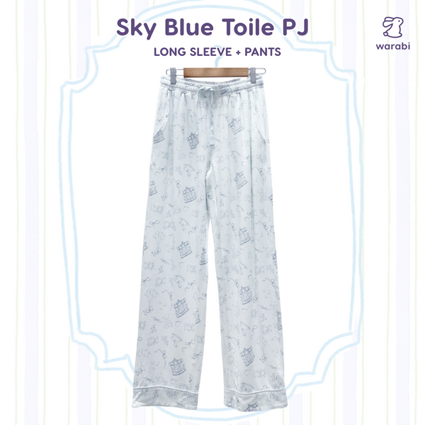 Sky Blue Toile Adult Cloud PJ Long Sleeve Set