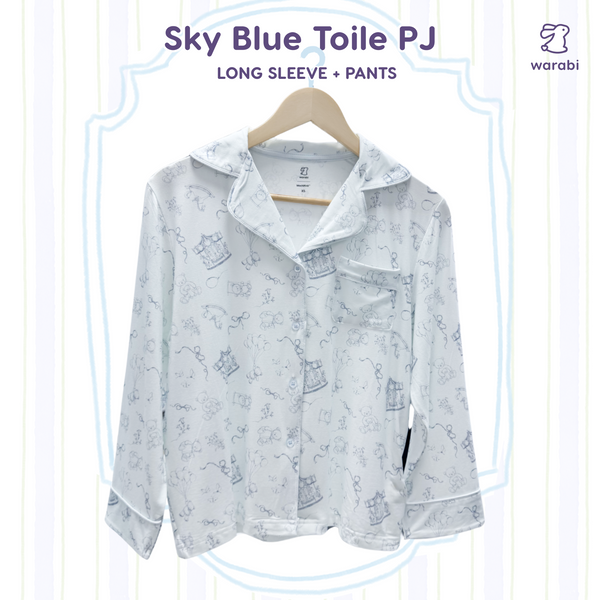Sky Blue Toile Adult Cloud PJ Long Sleeve Set