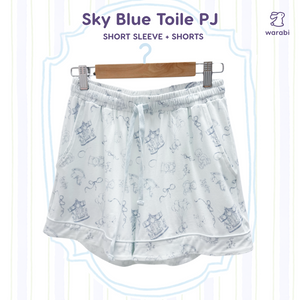 Sky Blue Toile Cloud PJ Short Sleeve Adult Set