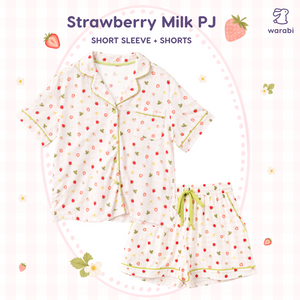 Strawberry Milk Short Sleeve + Shorts Cloud PJ Set (Non-Padded)