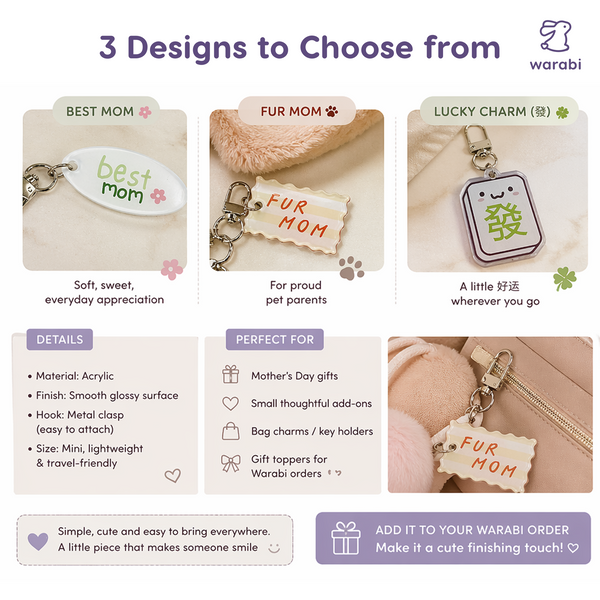 Mini Acrylic Keychains | Cute Gift Tags (Best Mom / Fur Mom / Lucky Charm)