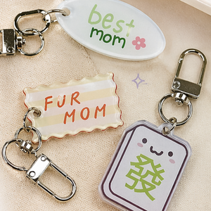Mini Acrylic Keychains | Cute Gift Tags (Best Mom / Fur Mom / Lucky Charm)