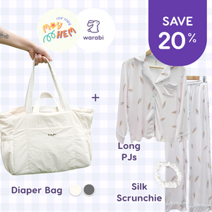 [OMMxWarabi] Re:tote Bag + Long PJs + Silk Scrunchie