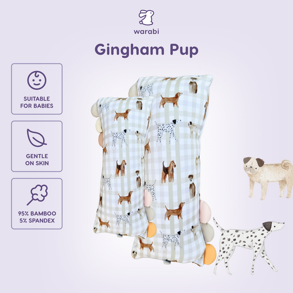 Gingham Pup Snuggle Bamboo Pillow