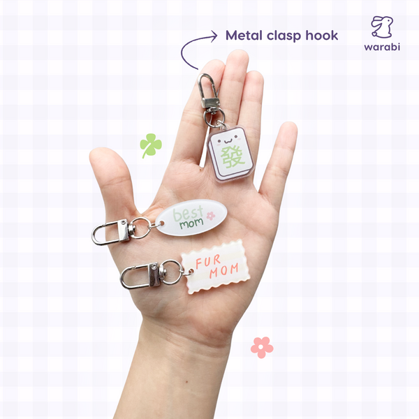 Mini Acrylic Keychains | Cute Gift Tags (Best Mom / Fur Mom / Lucky Charm)