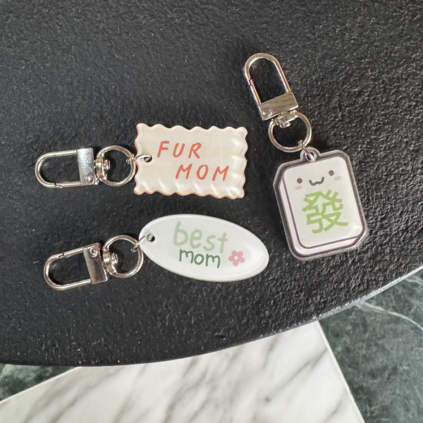 Mini Acrylic Keychains | Cute Gift Tags (Best Mom / Fur Mom / Lucky Charm)