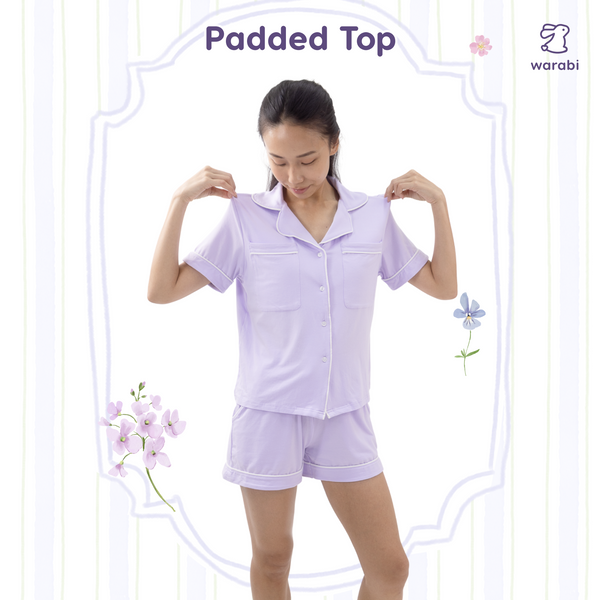 Lilac Cloud PJ Set – Short Sleeve Top + Shorts