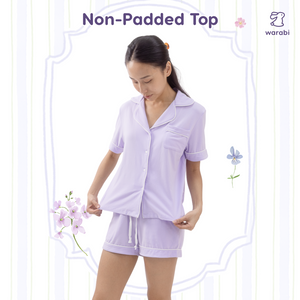 Lilac Cloud PJ Set – Short Sleeve Top + Shorts