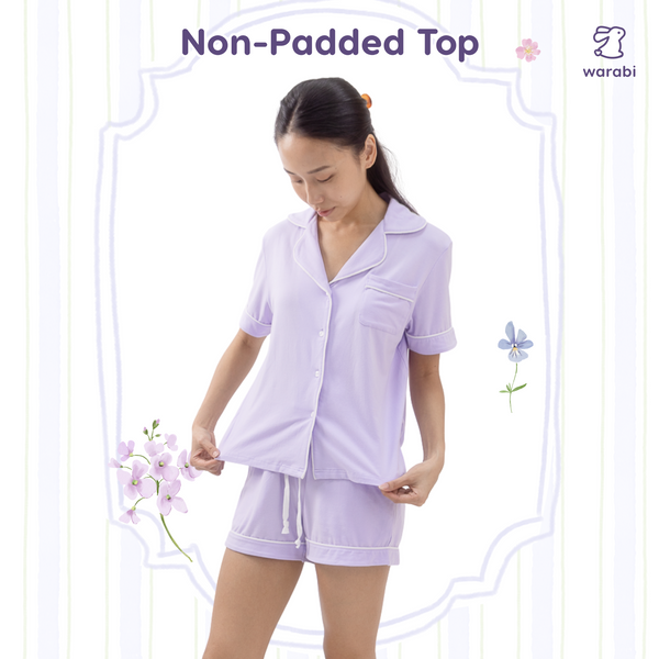 Lilac Cloud PJ Set – Short Sleeve Top + Shorts