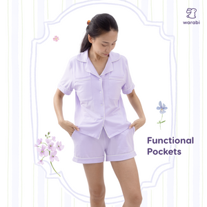Lilac Cloud PJ Set – Short Sleeve Top + Shorts