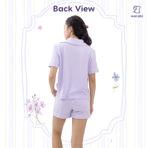 Lilac Cloud PJ Set – Short Sleeve Top + Shorts