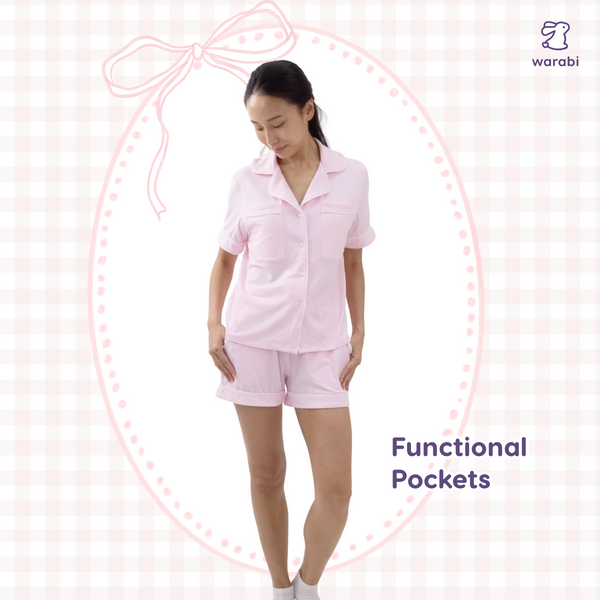 Rose Pink Cloud PJ Set – Short Sleeve Top + Shorts