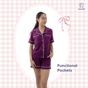 Plum Cloud PJ Set – Short Sleeve Top + Shorts