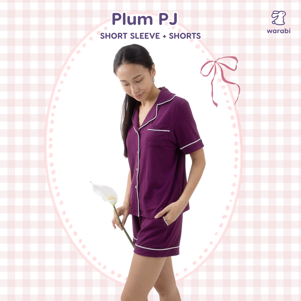Plum Cloud PJ Set – Short Sleeve Top + Shorts