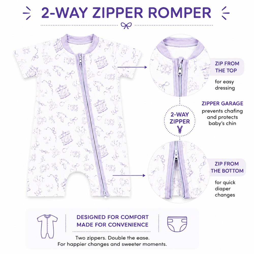 Ultra-Soft Bamboo 2-Way Zipper Romper