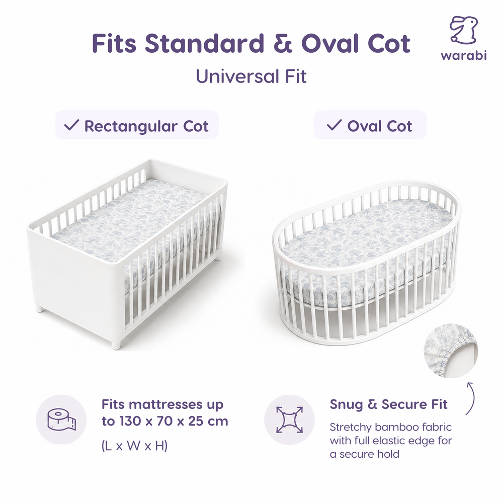Bamboo Cot Sheets for Babies & Toddlers | Ultra Soft Cooling Fitted Crib Mattress Cover | Breathable Bamboo Baby Bedding