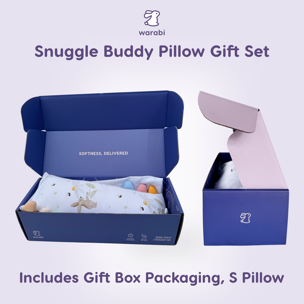 WARABI Snuggle Buddy Organic Bamboo Hypoallergenic Baby Sleep Pillow Baby Shower Gift Set
