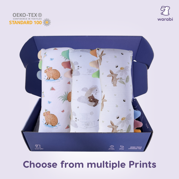 WARABI Snuggle Buddy Organic Bamboo Hypoallergenic Baby Sleep Pillow Baby Shower Gift Set