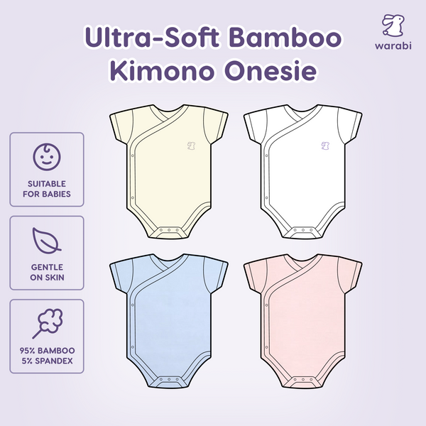 Ultra-soft Kimono Bamboo Onesie – 3-Piece Bundle (Cooling Bamboo)