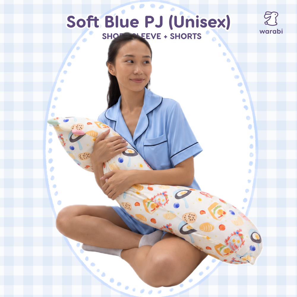 Soft Blue Unisex Bamboo Cloud PJ Set (Short Sleeve + Shorts)